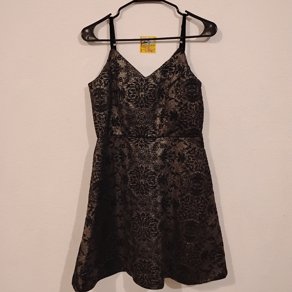 Maurices Black Demask Flock Velvet Dress